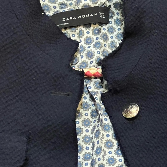 Zara Woman Chanel style navy dark blue gold button military jacket size small - Picture 12 of 12